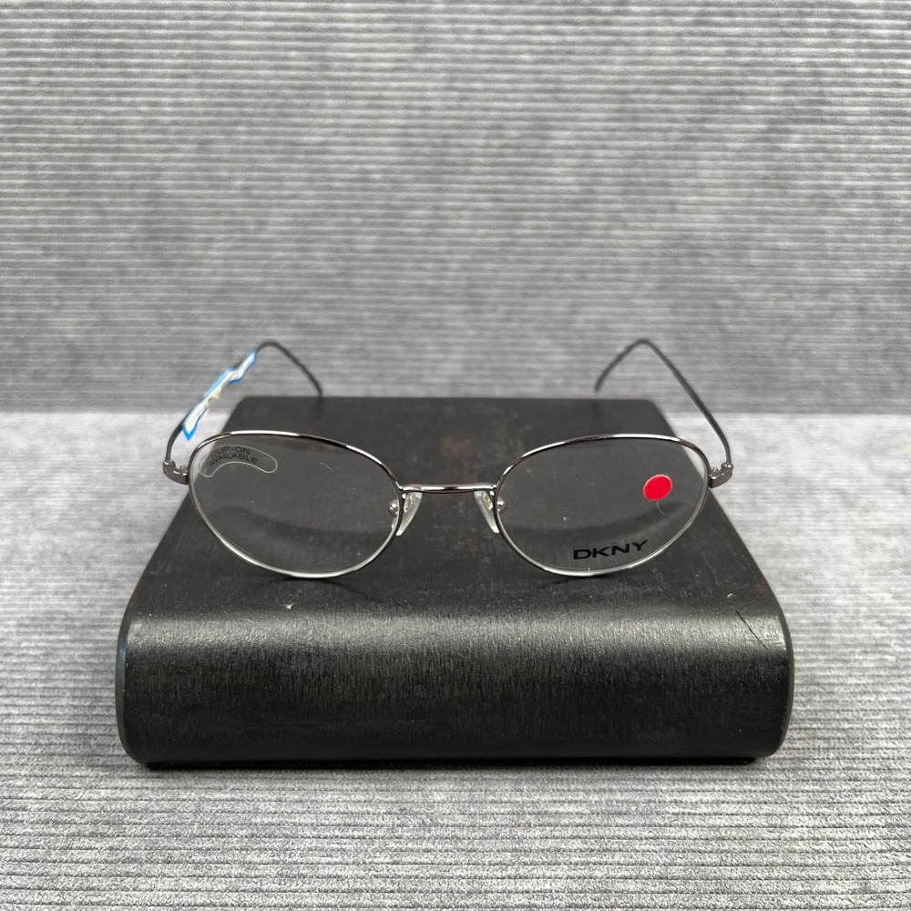 DKNY 6424 Gunmetal Oval Eyeglasses Frames Made in Italy 47-20-135 Y2k